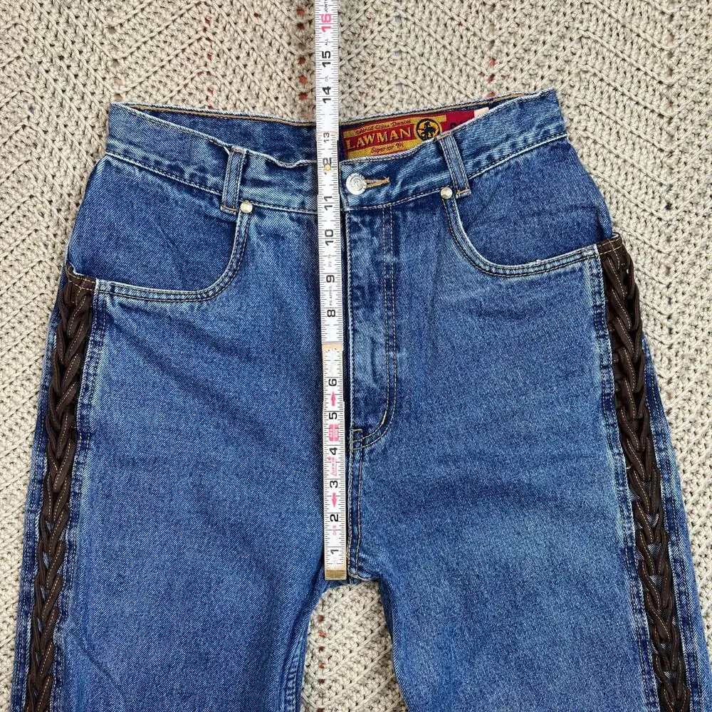 Vintage Western Law Man Slim Fit Blue Jeans 9 - Size 26 x 33‎